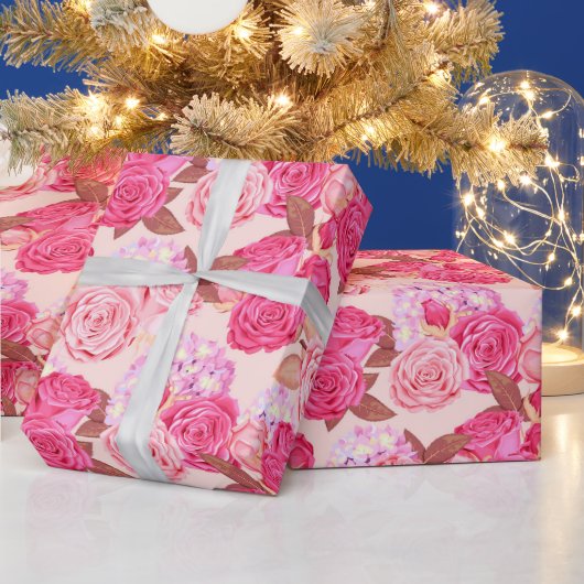 Floral Trendy Elegant Modern Wrapping Paper Cadeaupapier (Feestdagen)