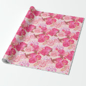 Floral Trendy Elegant Modern Wrapping Paper Cadeaupapier (Uitgerold)