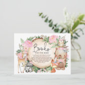 Floral Tribal Woodland Animals Books for Baby Girl Informatiekaartje (Staand voorkant)