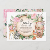 Floral Tribal Woodland Animals Books for Baby Girl Informatiekaartje (Voorkant / Achterkant)