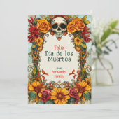 💀🎉Floral Tribute Dia de los Muertos Kaart (Staand voorkant)