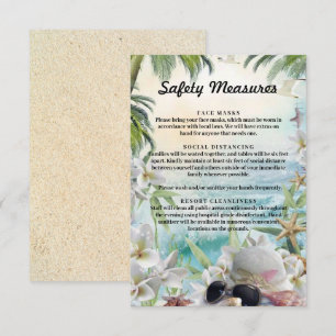 Floral Tropical Beach Bruiloft Veiligheidsmaatrege Informatiekaartje