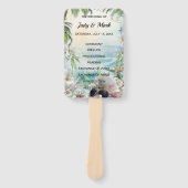 Floral Tropical Beach Trouwprogramma Fans Handwaaier (Voorkant)