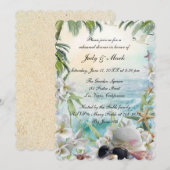 Floral Tropical Beach Wedding Rehearsal Dinner Kaart (Voorkant / Achterkant)
