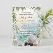 Floral Tropical Beach Wedding Rehearsal Dinner Kaart (Staand voorkant)