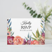 Floral Tropical Bourgogne & Blush RSVP 3 Carte de  (Debout devant)