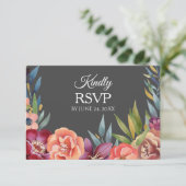 Floral Tropical Bourgogne RSVP 3 Carte de repas -  (Debout devant)