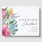 Floral tropical coloré | Livre d'invité Mariage (Recto)