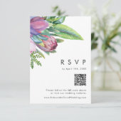 Floral tropical coloré | Peach QR Code carte RSVP (Debout devant)