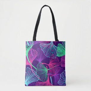 Floral Tropical Gingko Leaves background in neon c Draagtas