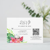 Floral Tropical Hawaiian QR Code Bruiloft RSVP (Staand voorkant)