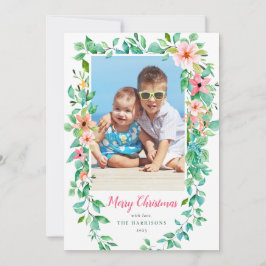 Floral Tropical kerstvakantie foto Feestdagenkaart