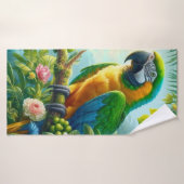 Floral tropical macaw vert (Serviette de bain)