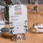Floral tropical marocain | Numéro de table Mariage<br><div class="desc">Les mariages d'inspiration marocaine sont audacieux, cool et chic boho. Rose poussiéreux, bleu turquoise profond, corail, jaune et vert luxuriant s'unissent dans une belle harmonie pour donner un look immaculé à n'importe quel mariage. Cette combinaison de couleurs crée un style doux et féminin à la fois intemporel et romantique. Idéal...</div>