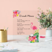 Floral Tropical Paradise Flamingo Drinks Menu (Mariage)
