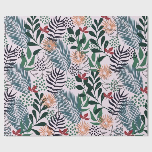 Floral Tropical Pattern Wrapping Papper Cadeaupapier (Vlak)
