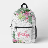 Floral Tropical Personalized Name Meisjes Bedrukte Rugzak (Voorkant)