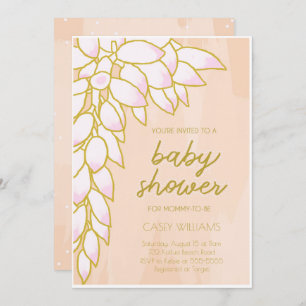 Floral Tropical Pink Blush Baby shower Invitation Kaart