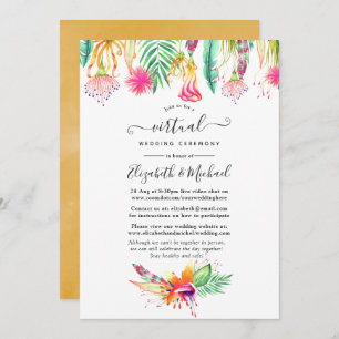 Floral Tropical Summer Online Virtual Wedding Kaart