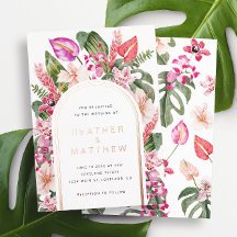 Floral Tropical Wedding Folie Invitation