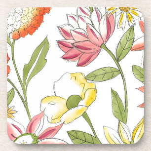 Floral tuinontwerp met witte achtergrond bier onderzetter