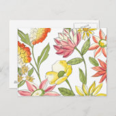 Floral tuinontwerp met witte achtergrond briefkaart (Voorkant / Achterkant)