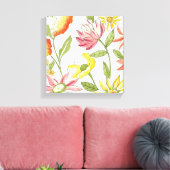 Floral tuinontwerp met witte achtergrond canvas afdruk (Insitu (Woonkamer))