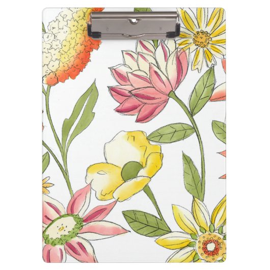 Floral tuinontwerp met witte achtergrond klembord (Voorkant)