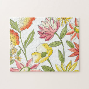 Floral tuinontwerp met witte achtergrond legpuzzel