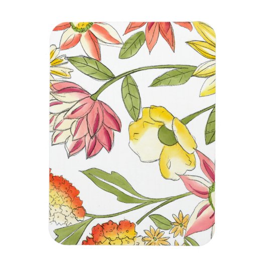 Floral tuinontwerp met witte achtergrond magneet (Verticaal)