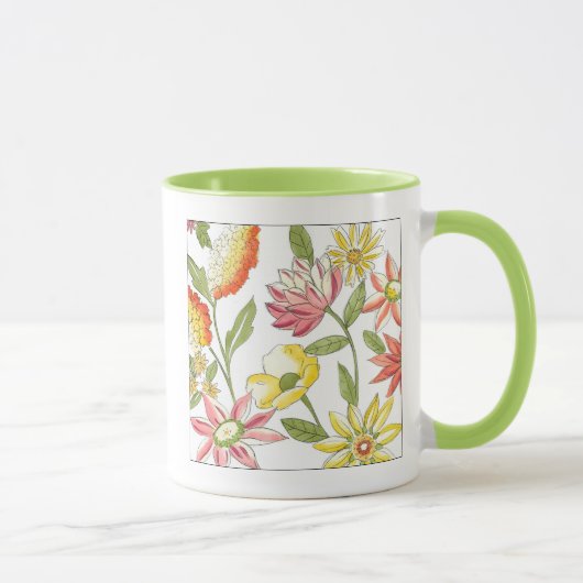 Floral tuinontwerp met witte achtergrond mok (Rechts)