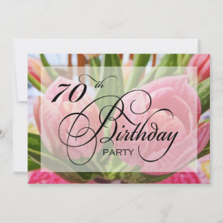 Floral Tulip 70th Birthday Party Invitation Kaart
