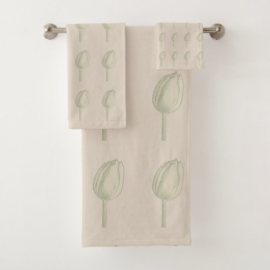 Floral Tulip Flower Pattern Grey Cute Cool Bad Handdoek (Insitu)