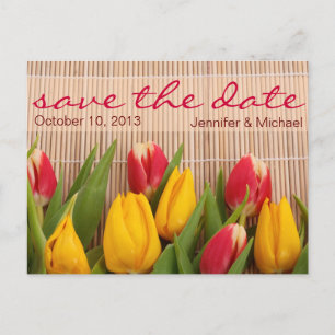 Floral Tulip Save the Date Wedding Aankondigingskaart