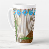 Floral Tulips Stripe Latte Mok (Linkerhoek)