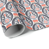 Floral Turkey Folk Art Pattern Cadeaupapier (Rol Hoek)