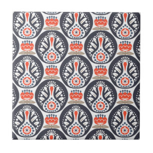 Floral Turkey Folk Art Pattern Tegeltje