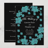 Floral, turkooizen bloemen kaart (Voorkant / Achterkant)