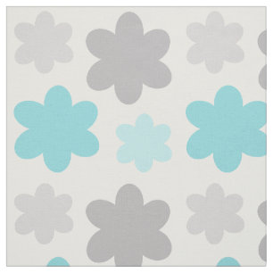 Floral Turquoise Blue Gray Stof