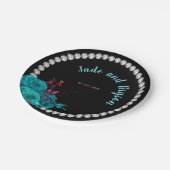 Floral Turquoise en Mauve Elegant Rhinestone Papieren Bordje (Gekanteld)