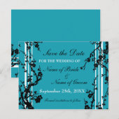 Floral Turquoise Enregistrer la date Carte postale (Devant / Derrière)