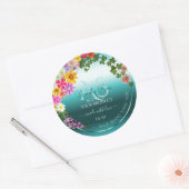 Floral Turquoise Gradient Produit Étiquettes avec (Enveloppe)