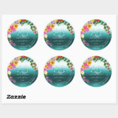Floral Turquoise Gradient Produit Étiquettes avec (Feuille)