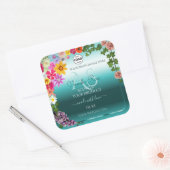 Floral Turquoise Gradient Produit Étiquettes Monog (Enveloppe)