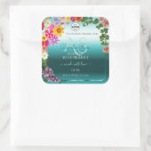 Floral Turquoise Gradient Produit Étiquettes Monog (Sac)