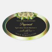 Floral Turquoise marbre vert noir Étiquette de pro (Devant)