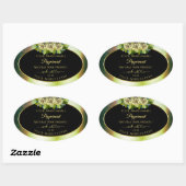 Floral Turquoise marbre vert noir Étiquette de pro (Feuille)