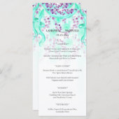 Floral Turquoise Ribbon Handfasting Menu Mariage (Devant / Derrière)