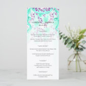 Floral Turquoise Ribbon Handfasting Menu Mariage (Debout devant)