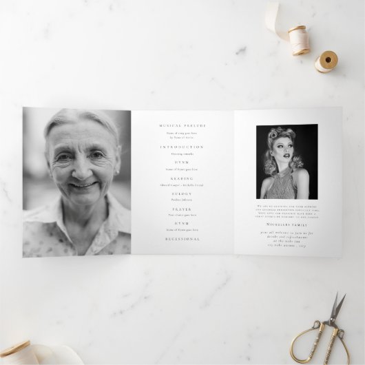 Floral Turquoise rose Abstrait Memorial Programme (Intérieur)